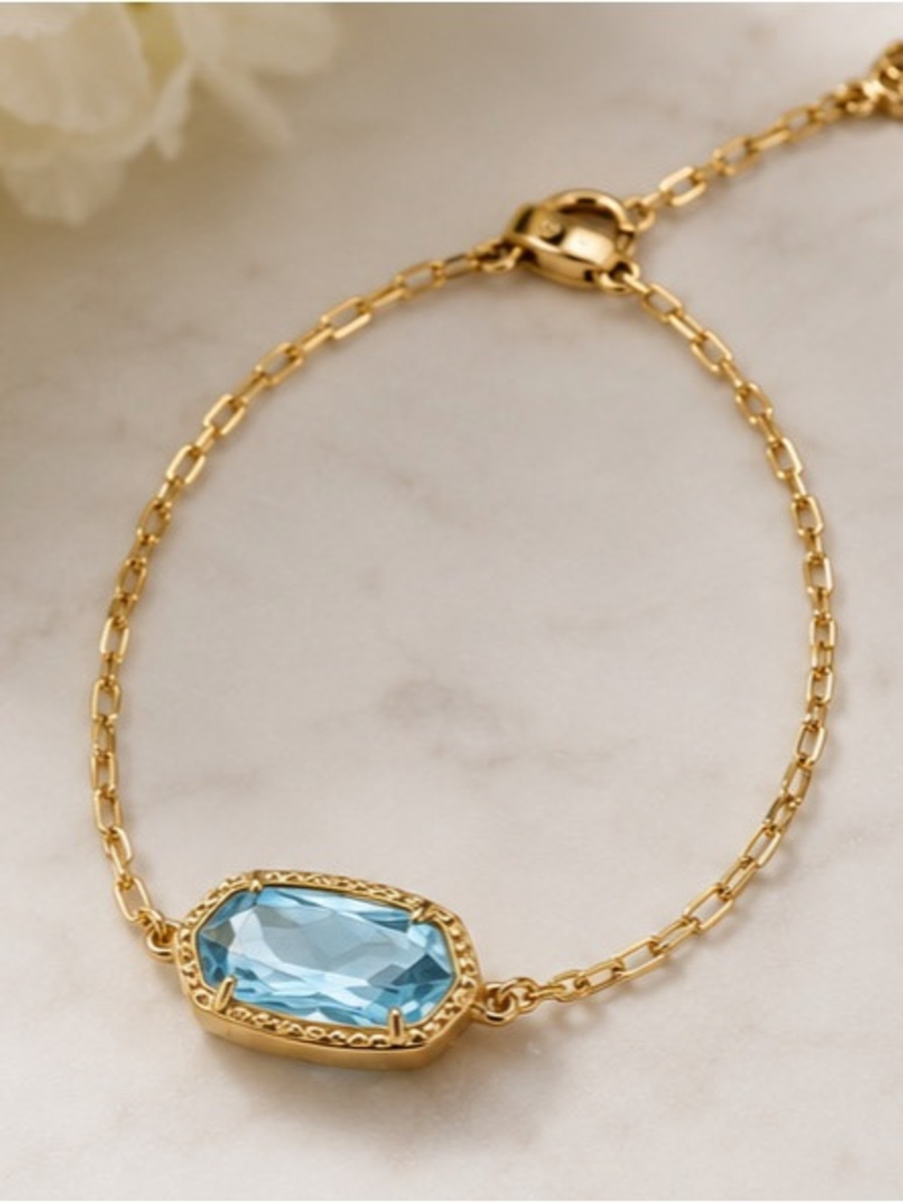 Kendra Scott Gold Bracelet with Light Blue Stone